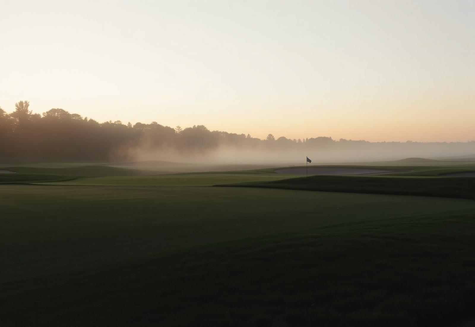 Parcours de golf au lever du soleil